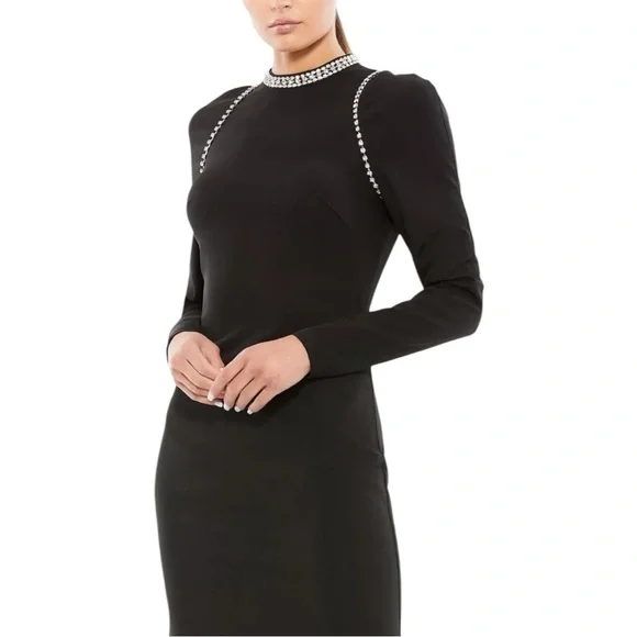 Mac Duggal Ieena Raglan Long Sleeve High Neck Gown - Picture 3 of 8